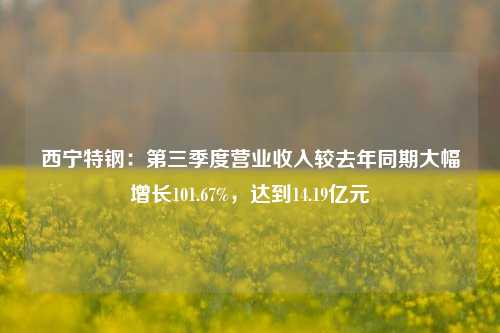 西宁特钢：第三季度营业收入较去年同期大幅增长101.67%，达到14.19亿元