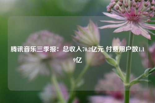 腾讯音乐三季报：总收入70.2亿元 付费用户数1.19亿