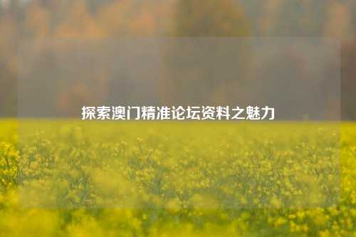 探索澳门精准论坛资料之魅力