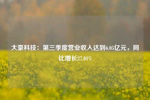 大豪科技：第三季度营业收入达到6.05亿元，同比增长27.01%