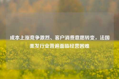 成本上涨竞争激烈、客户消费意愿转变，法国美发行业普遍面临经营困难