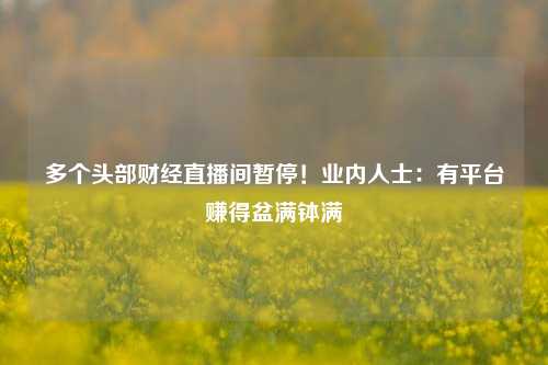 多个头部财经直播间暂停！业内人士：有平台赚得盆满钵满