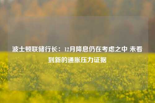 波士顿联储行长：12月降息仍在考虑之中 未看到新的通胀压力证据