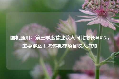 国机通用：第三季度营业收入同比增长46.81%，主要得益于流体机械项目收入增加