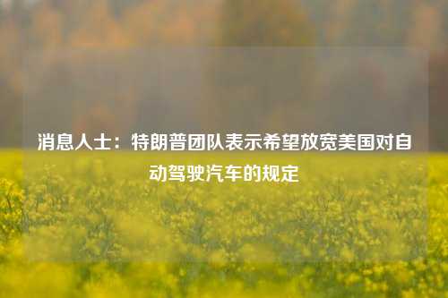 消息人士：特朗普团队表示希望放宽美国对自动驾驶汽车的规定