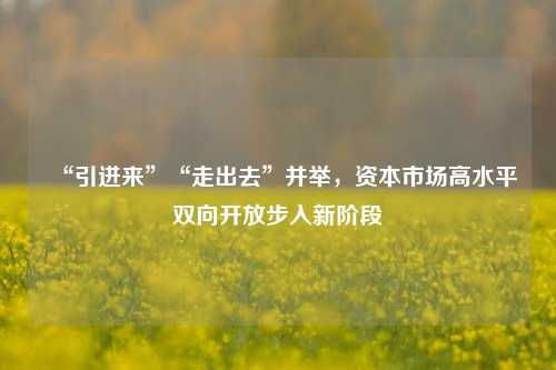 “引进来”“走出去”并举，资本市场高水平双向开放步入新阶段