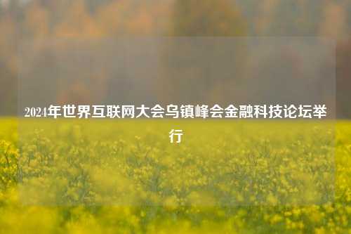 2024年世界互联网大会乌镇峰会金融科技论坛举行