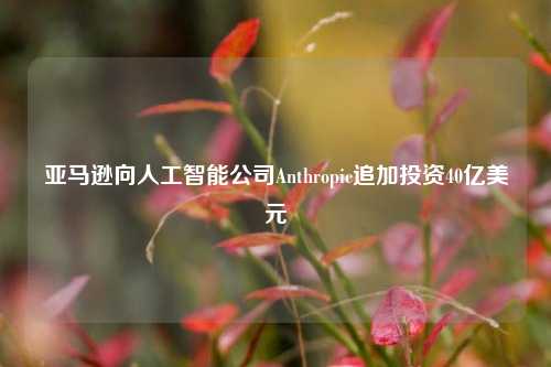 亚马逊向人工智能公司Anthropic追加投资40亿美元