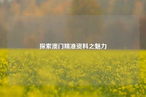 探索澳门精准资料之魅力