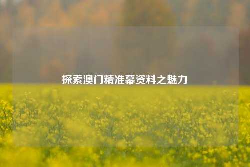 探索澳门精准幕资料之魅力