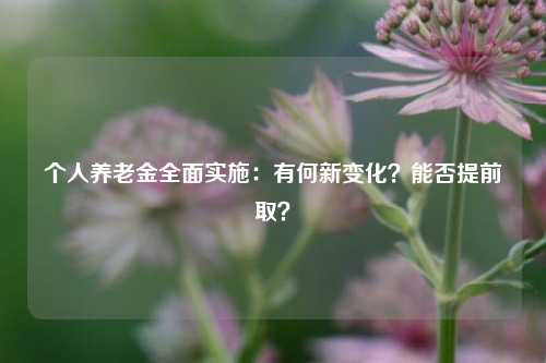 个人养老金全面实施：有何新变化？能否提前取？