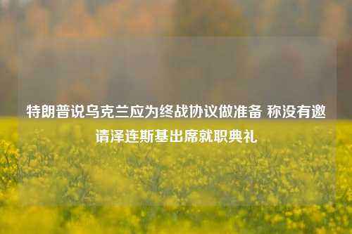 特朗普说乌克兰应为终战协议做准备 称没有邀请泽连斯基出席就职典礼