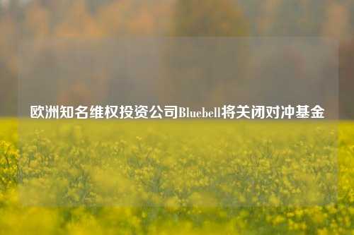 欧洲知名维权投资公司Bluebell将关闭对冲基金